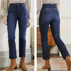 Boden Dark Wash High-Rise Wide-Leg Jeans